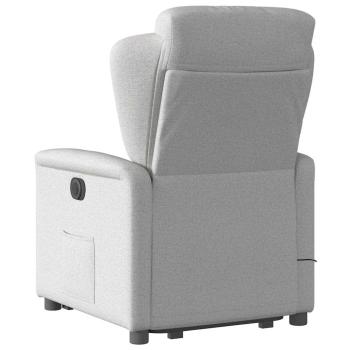 Massagesessel mit Aufstehhilfe Elektrisch Wolkengrau Stoff