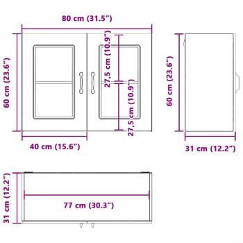 Küchen-Hängeschrank mit Glastür Sonoma-Eiche Holzwerkstoff