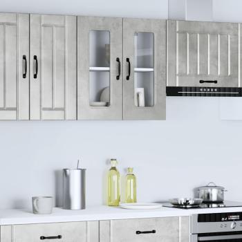 Küchen-Hängeschrank mit Glastür Kalmar Betongrau Holzwerkstoff