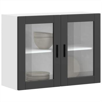 ARDEBO.de - Küchen-Hängeschrank mit Glastür Porto Schwarz