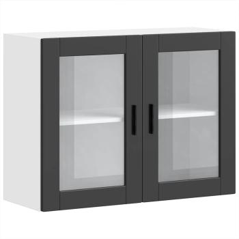 Küchen-Hängeschrank mit Glastür Porto Schwarz