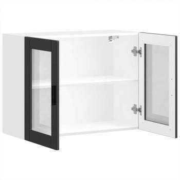 Küchen-Hängeschrank mit Glastür Porto Schwarz