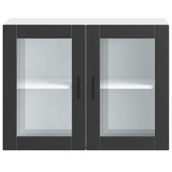 Küchen-Hängeschrank mit Glastür Porto Schwarz
