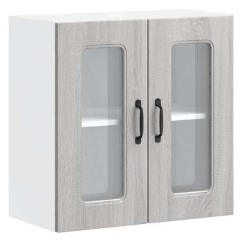 Küchen-Hängeschrank mit Glastür Grau Sonoma Holzwerkstoff