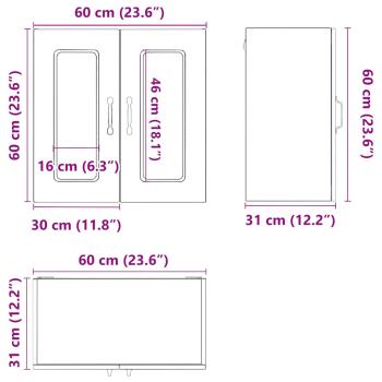 Küchen-Hängeschrank mit Glastür Grau Sonoma Holzwerkstoff