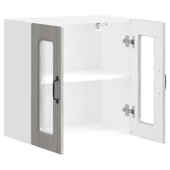 Küchen-Hängeschrank mit Glastür Grau Sonoma Holzwerkstoff