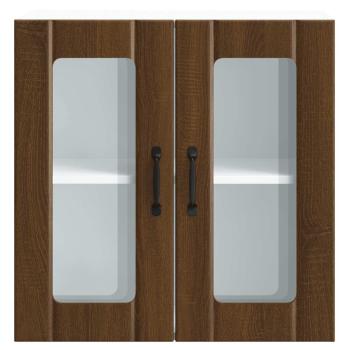 ARDEBO.de - Küchen-Hängeschrank mit Glastür Lucca Braun Eichen-Optik