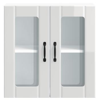 Küchen-Hängeschrank mit Glastür Hochglanz-Weiß Holzwerkstoff