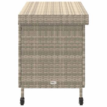 Gartentruhe mit Rollen Hellgrau 110x55x73 cm Poly Rattan