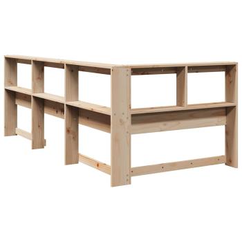 Kopfteil mit Bücherregal L-Form 100 cm Massivholz Kiefer