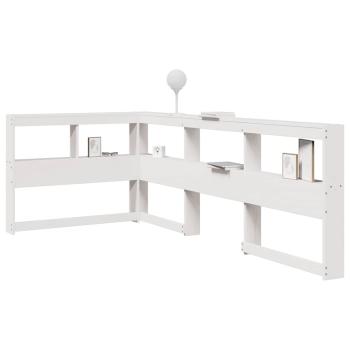 ARDEBO.de - Kopfteil mit Bücherregal L-Form Weiß 80 cm Massivholz Kiefer