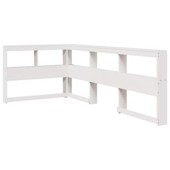 Kopfteil mit Bücherregal L-Form Weiß 80 cm Massivholz Kiefer
