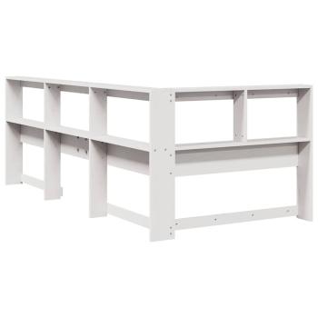 Kopfteil mit Bücherregal L-Form Weiß 80 cm Massivholz Kiefer