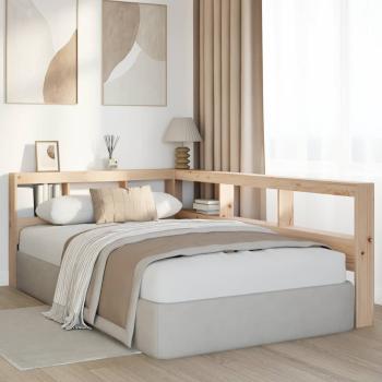 Kopfteil mit Bücherregal L-Form 120 cm Massivholz Kiefer