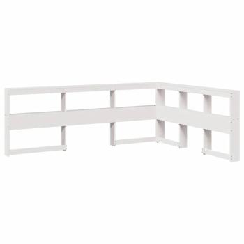 Kopfteil mit bücherregal L-form weiß 135 cm massivholz kiefer