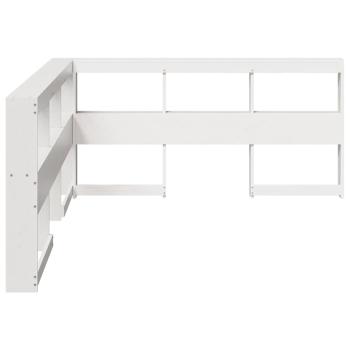 Kopfteil mit bücherregal L-form weiß 135 cm massivholz kiefer