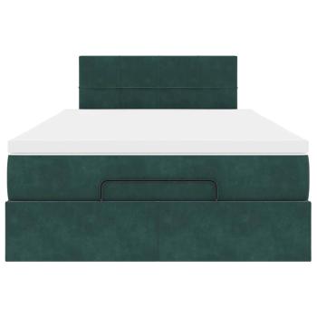 Ottoman-Bett mit Matratze Dunkelgrün 120x200 cm Samt