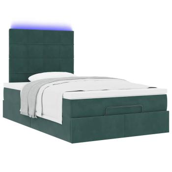 Ottoman-Bett mit Matratzen & LEDs Dunkelgrün 120x200 cm Samt