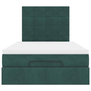 Ottoman-Bett mit Matratzen & LEDs Dunkelgrün 120x200 cm Samt