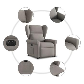 Relaxsessel mit Aufstehhilfe Elektrisch Taupe Stoff
