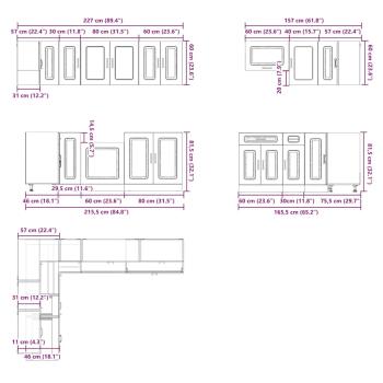 ARDEBO.de - 11-tlg. Küchenschrank-Set Kalmar Betongrau Holzwerkstoff