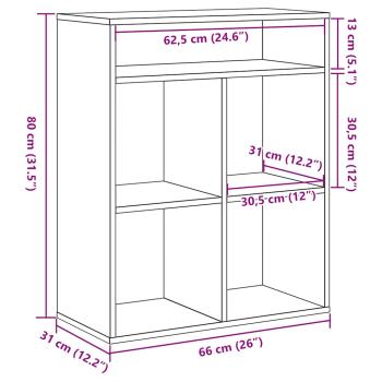 Bücherregal Schwarz 66x31x80 cm Holzwerkstoff