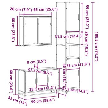 3-tlg. Badmöbel-Set Sonoma-Eiche Holzwerkstoff