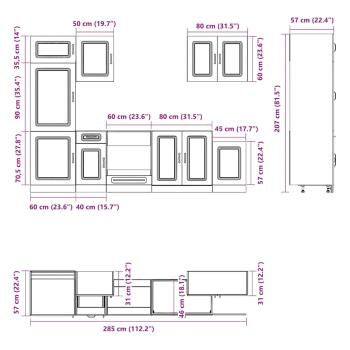 7-tlg. Küchenschrank-Set Kalmar Altholz-Optik Holzwerkstoff