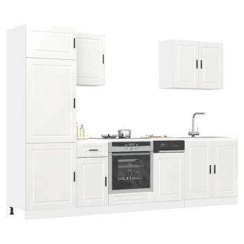 ARDEBO.de - 7-tlg. Küchenschrank-Set Kalmar Hochglanz-Weiß Holzwerkstoff