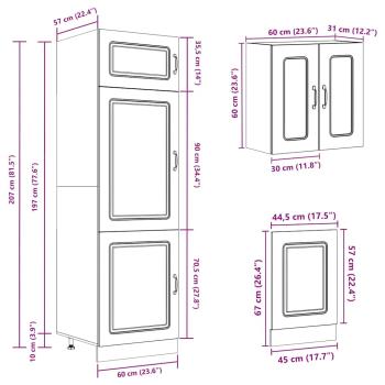 8-tlg. Küchenschrank-Set Kalmar Betongrau Holzwerkstoff