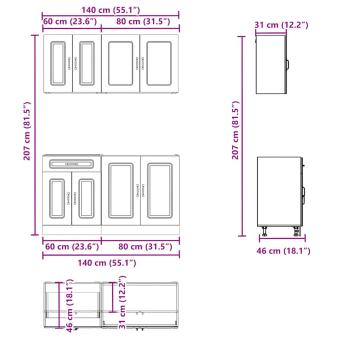 4-tlg. Küchenschrank-Set Kalmar Weiß Holzwerkstoff