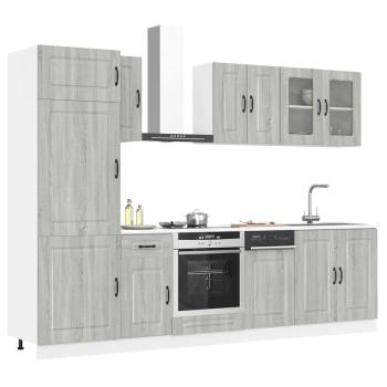 ARDEBO.de - 8-tlg. Küchenschrank-Set Kalmar Grau Sonoma Holzwerkstoff