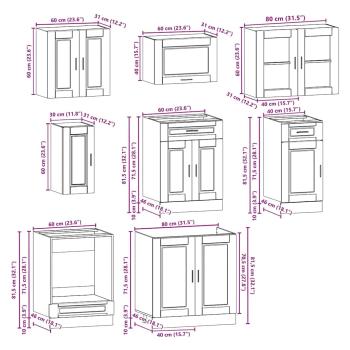 8-tlg. Küchenschrank-Set Kalmar Grau Sonoma Holzwerkstoff