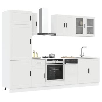ARDEBO.de - 8-tlg. Küchenschrank-Set Kalmar Weiß Holzwerkstoff