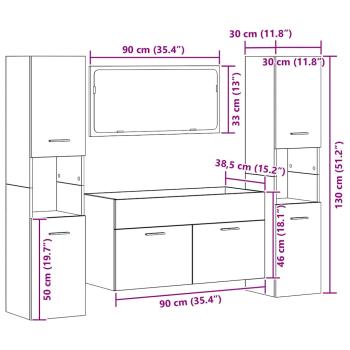 4-tlg. Badmöbel-Set Artisan-Eiche Holzwerkstoff