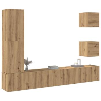 ARDEBO.de - 5-tlg. TV-Schrank-Set Wandmontage Artisan-Eiche Holzwerkstoff