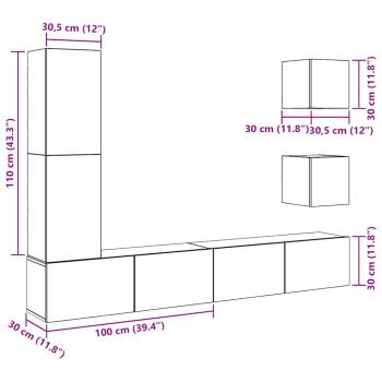 5-tlg. TV-Schrank-Set Wandmontage Artisan-Eiche Holzwerkstoff