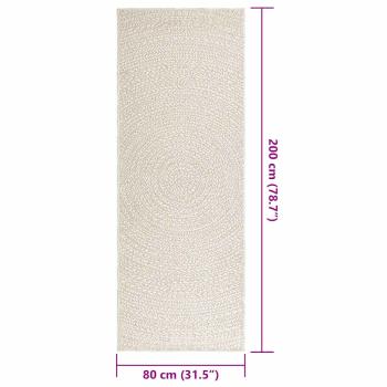Teppich ZIZUR Creme 80x200 cm Jute-Optik Indoor und Outdoor