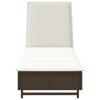 Sonnenliege mit Rollen und Auflage Braun Poly Rattan