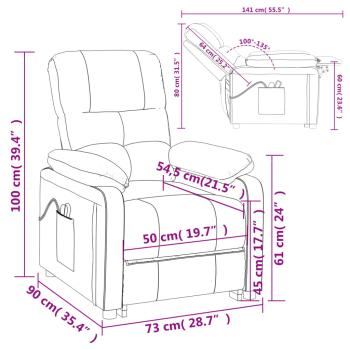 Massagesessel Elektrisch Weinrot Stoff