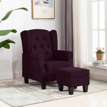 ARDEBO.de - Sessel mit Fußhocker Lila Stoff