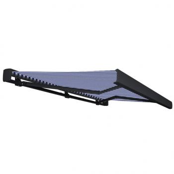 Kassettenmarkise mit Motor 450x300 cm Blau und Weiß