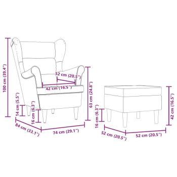 Sessel mit Fußhocker Hellgrau Stoff