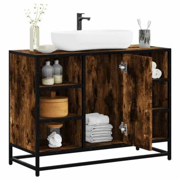 ARDEBO.de - Waschbeckenunterschrank Räuchereiche 80x33x60 cm Holzwerkstoff