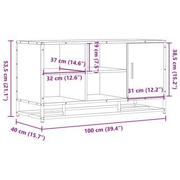 Schuhbank Braun Eichen-Optik 100x40x53,5cm Holzwerkstoff Metall