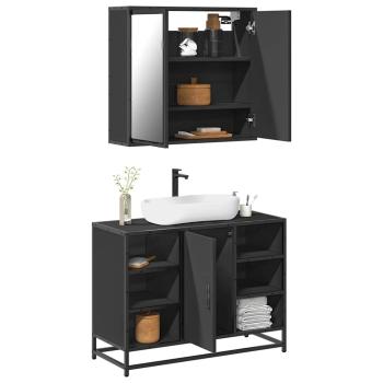 ARDEBO.de - 2-tlg. Badmöbel-Set Schwarz Holzwerkstoff