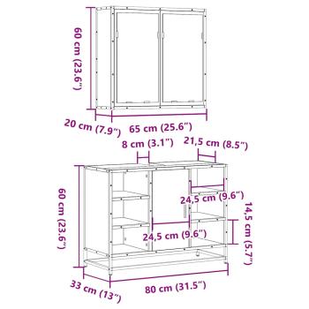 2-tlg. Badmöbel-Set Schwarz Holzwerkstoff