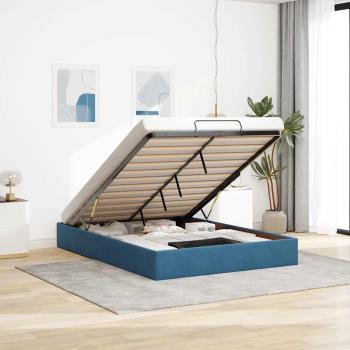 ARDEBO.de - Ottoman-Bett ohne Matratze Dunkelblau 140x200 cm Samt