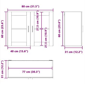 Küchen-Hängeschrank mit Glastür Porto Braun Eichen-Optik