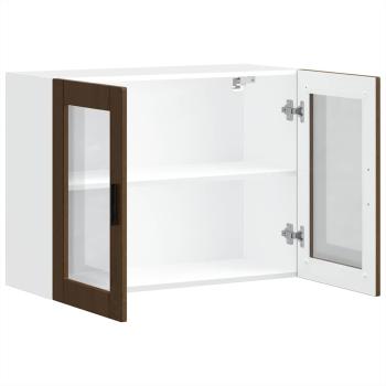 Küchen-Hängeschrank mit Glastür Porto Braun Eichen-Optik